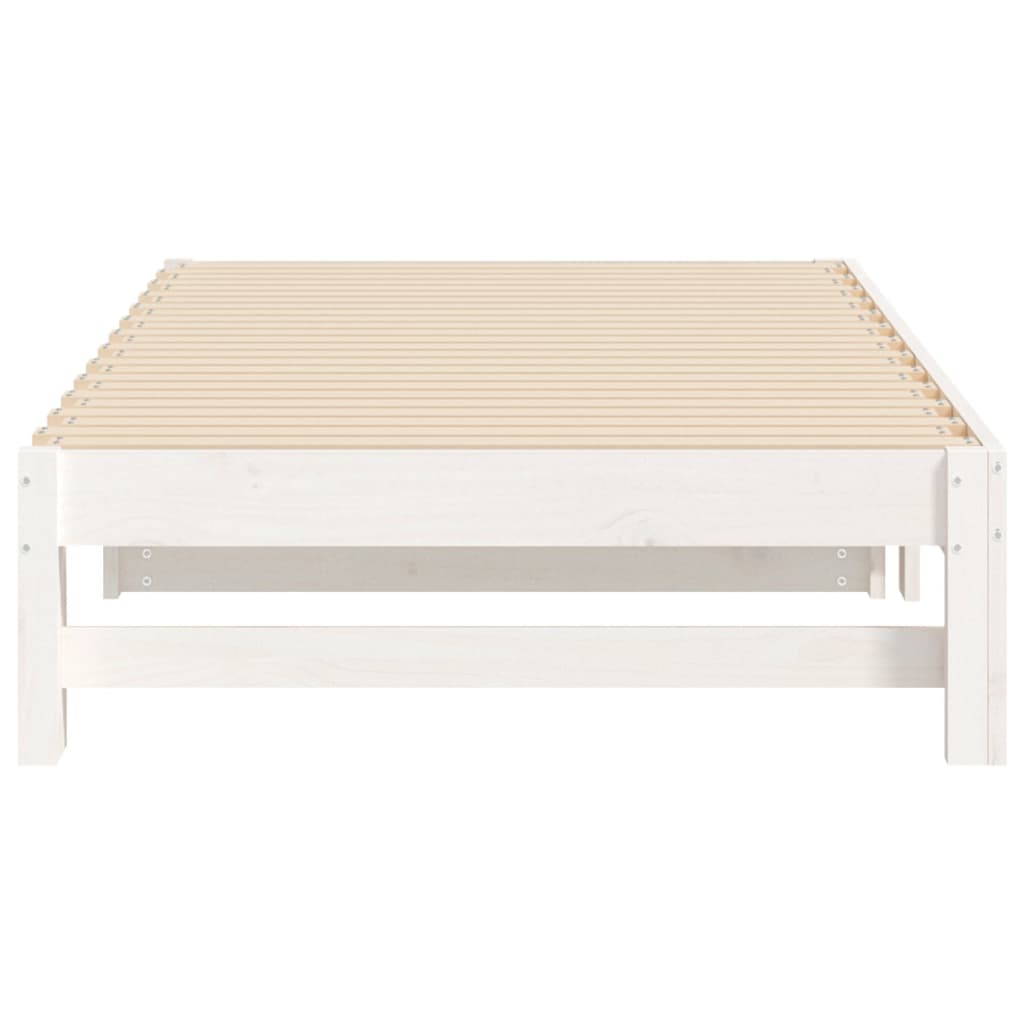 Slaapbank – Bedbank – Bedbankje – Logeerbed – Sofa Bed – Massief Dennenhout – Ruimtebesparend – 205,5x158x30 cm – Wit