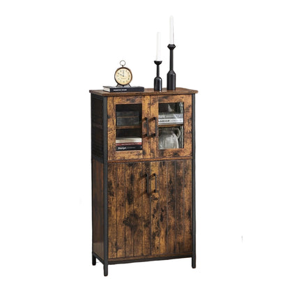 Badkast – Wijnkast – Barkast – Opbergkast – Drankkast – Industrieel Design – Verstelbare Plank – Stalen Frame – 60x30x108 cm – Vintage Bruin-Zwart