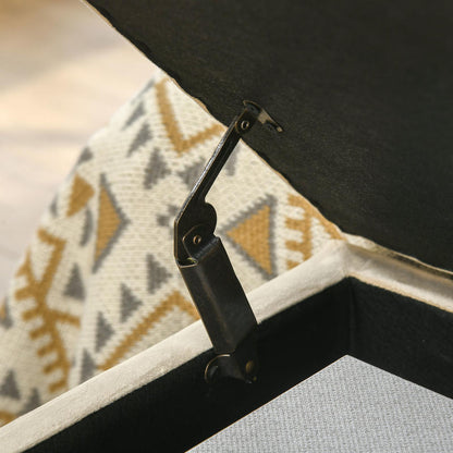 Storage Bench with Decorative Button Tufting, Flannel Look, Gold Steel Legs, 110 x 47 x 46.5 cm