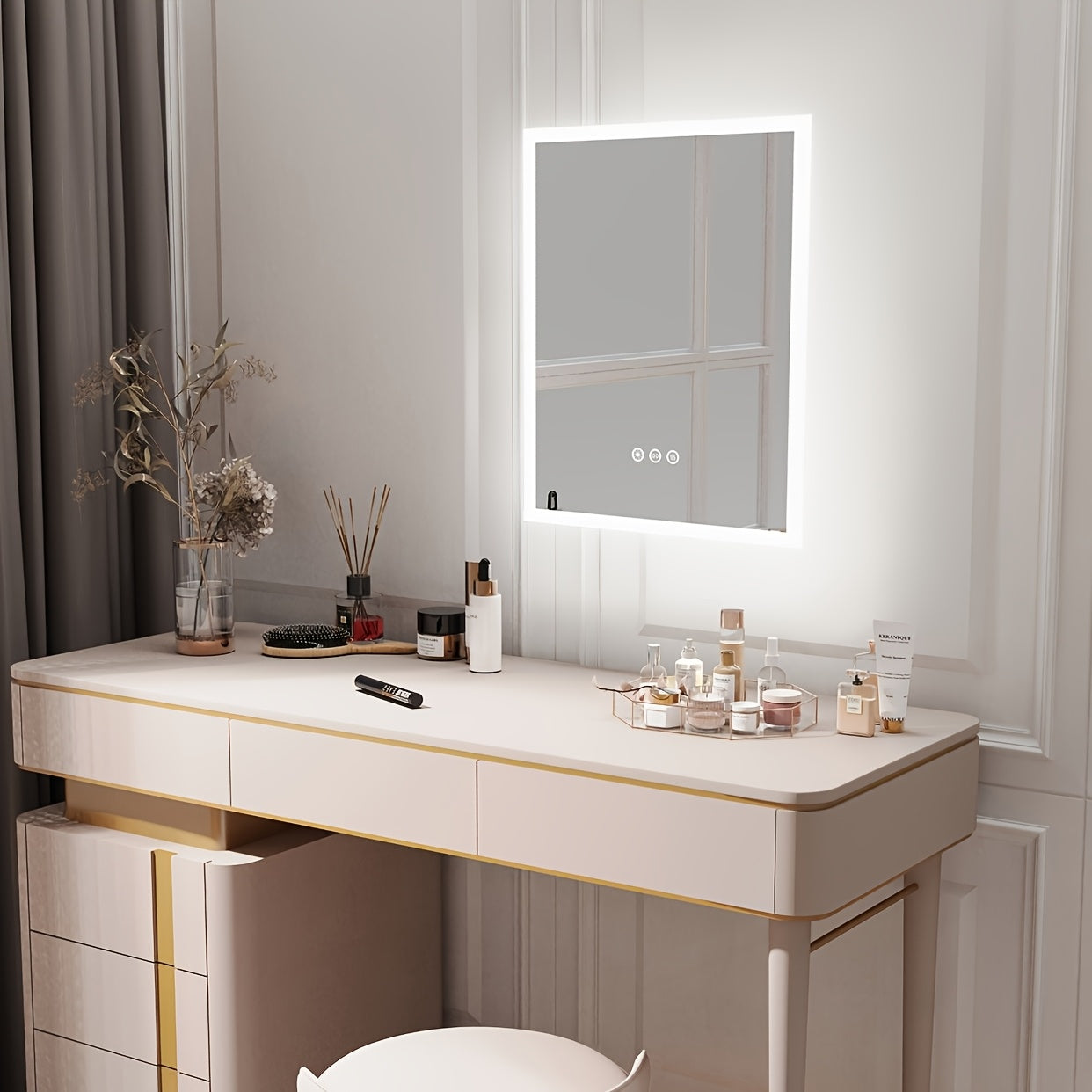 Make-up Spiegel – Beautyspiegel – Vergrootspiegel – Badkamerspiegel – Make-upspiegel Met Led Verlichting – 40x50 cm – Antibeschlag Functie – Dimbaar Met 3 Lichtstanden