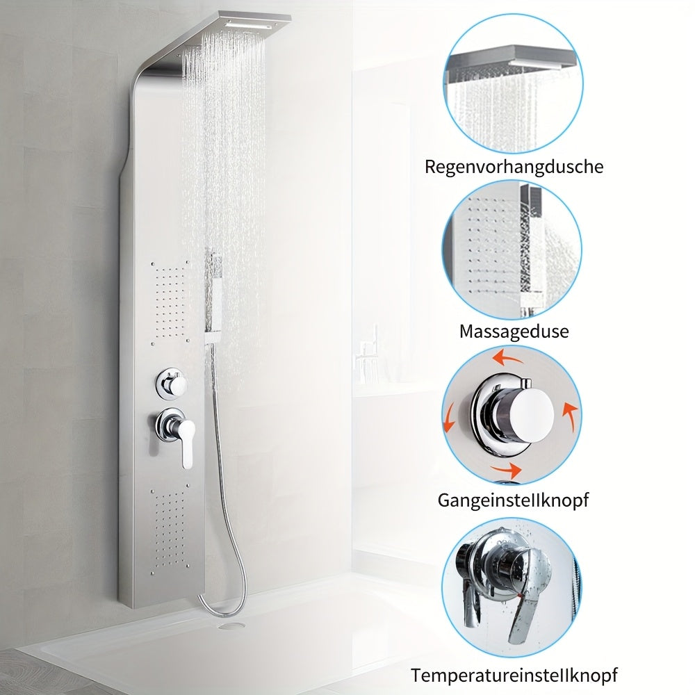 Doucheset – Douchekolom – Douchestang – Regendouche – Handdouche – Roestvrij Staal – 4 Functies – 140 cm Hoog