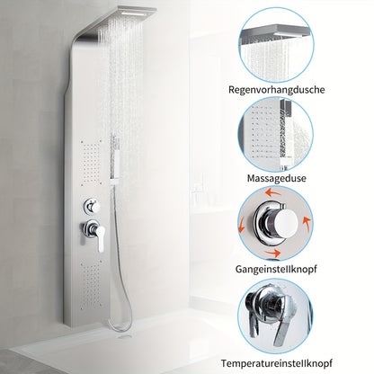 Doucheset – Douchekolom – Douchestang – Regendouche – Handdouche – Roestvrij Staal – 4 Functies – 140 cm Hoog