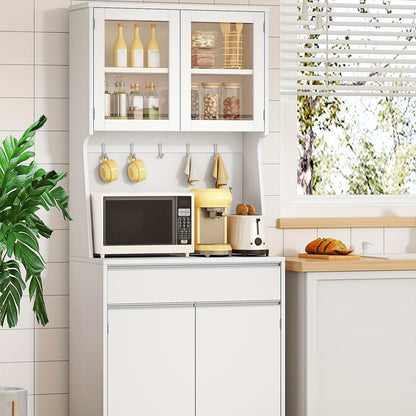 Keukenkast – Hoge Kast – Opbergkast – Keukenopberger – Buffetkast – Verstelbare Planken – 40x75x180 cm Wit – Modern Design
