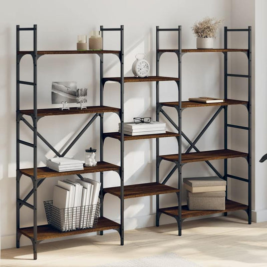 Vintage-Style Multilayer Wooden Bookshelf - 28.5x27" (60x23.5x48.7cm) with Removable Shelves, Hardwood Frame, No Assembly Required, Perfect for Study Room or Living Room Decor, Bookcase Furniture, Room Storage, Elegant Design