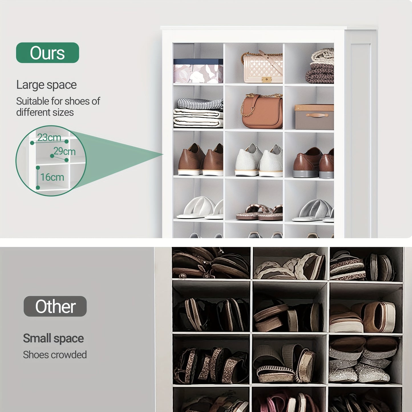 Schoenenkast – Schoenenrek – Schoenencabinet – Opbergkast Schoenen – Schoenendisplay – Wit – 30 Paar Capaciteit – Verstelbare Planken