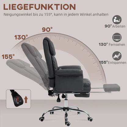 Bureaustoel – Ergonomische Stoel – Office Chair – Computerstoel – Kantoorstoel – Verstelbare Hoogte 48-56 cm – Kantelbare Rugleuning en Ingebouwde Voetensteun – Zwart