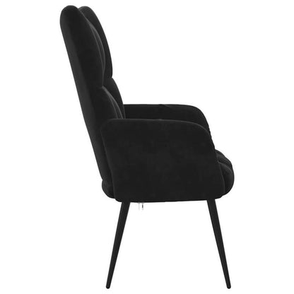 Zwarte Velvet Relaxfauteuil – Lounge Stoel – Chaise Lounge – Armstoel – Fauteuil – Ergonomisch Vouwmechanisme – Luxe Zachte Bekleding