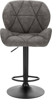 Barkruk Comfy Grijs - Met rugleuning - Stevig- Kunstleer - Set van 1 - Keuken - Barstoelen ergonomisch - Verstelbaar in hoogte - Zithoogte 60-82cm