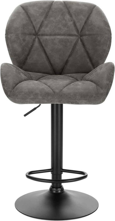 Barkruk Comfy Grijs - Met rugleuning - Stevig- Kunstleer - Set van 1 - Keuken - Barstoelen ergonomisch - Verstelbaar in hoogte - Zithoogte 60-82cm