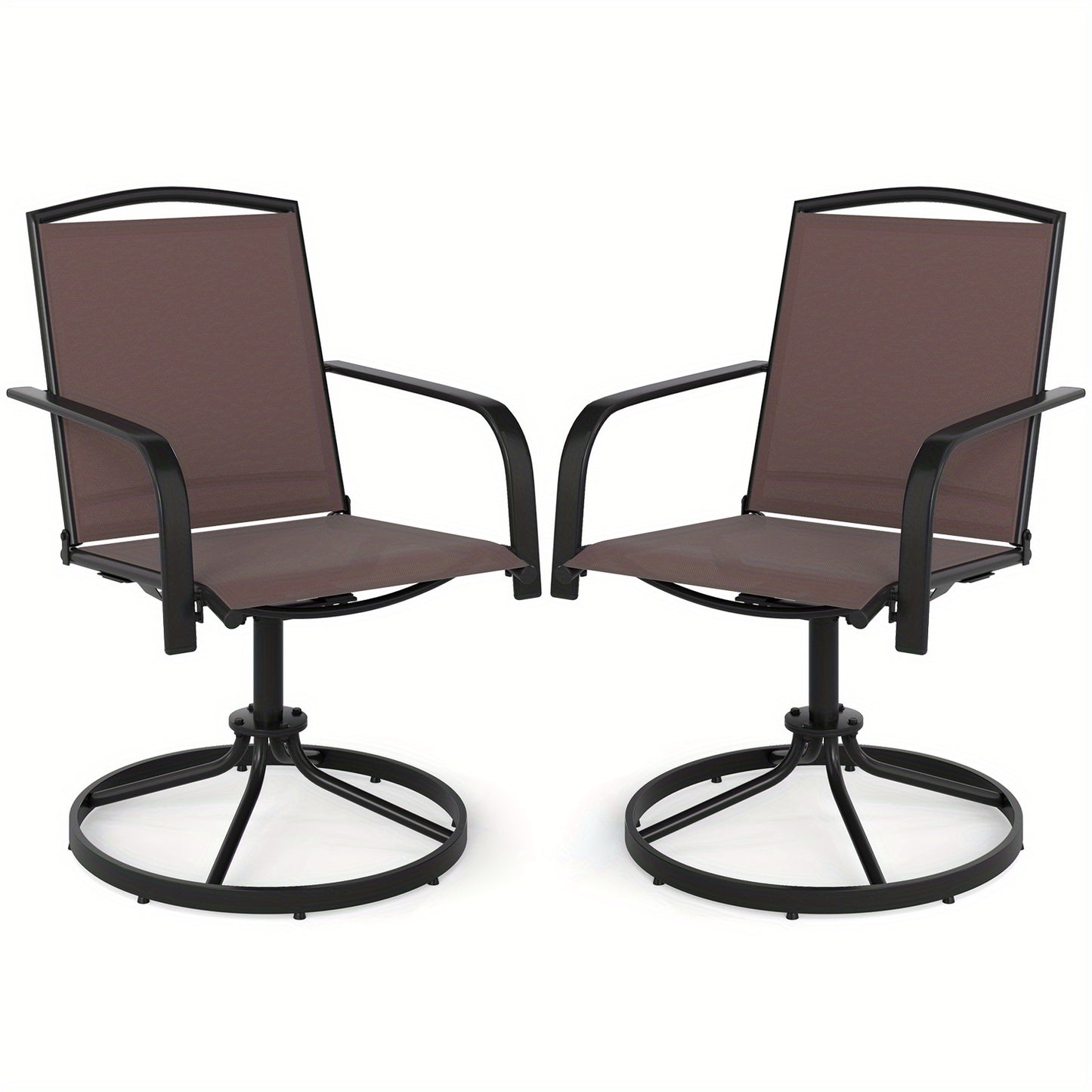 Tuinstoel – Tuinstoelen – Draaifauteuil – Relaxstoel – Loungestoel – Set van 2 – 360° Draaibaar – Handmatig Verstelbare Rugleuning – Hoogwaardige Ademende Stof – Bruin