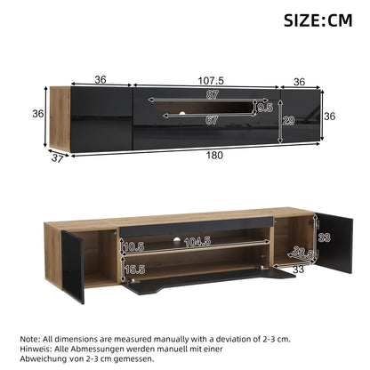 Modern Floating Wall-Mounted TV Stand with 3 Storage Compartments & Low Panel - Heavy-Duty Metal Construction, Space-Saving Design for 75-Inch TVs, Black & Natural Wood Finish, Minimalist Entertainment Center for Living Room,