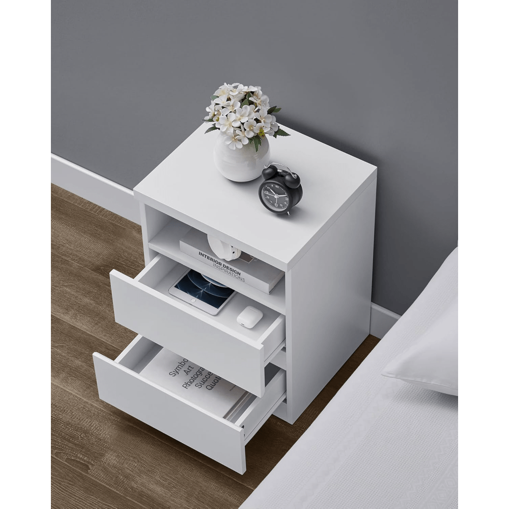 Nachtkastje – Bijzettafel – Ladekast – Bedkast – Opbergkast – Cloud White – Verstelbare LED-verlichting – Hoogwaardig MDF, Ruime lades