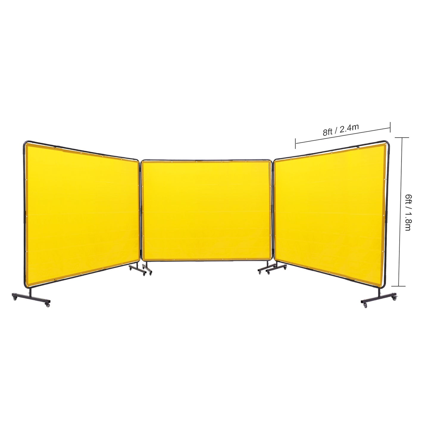 Lasscherm – Lasscherm Scherm – Lasdoek – Lasgordijn – Lasafscherming – 3 Panelen 183x244 cm – Vlamvertragend Vinyl – 12 Draaibare Wielen Met Rem
