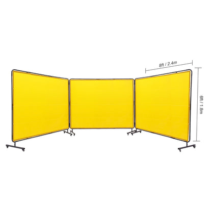 Lasscherm – Lasscherm Scherm – Lasdoek – Lasgordijn – Lasafscherming – 3 Panelen 183x244 cm – Vlamvertragend Vinyl – 12 Draaibare Wielen Met Rem