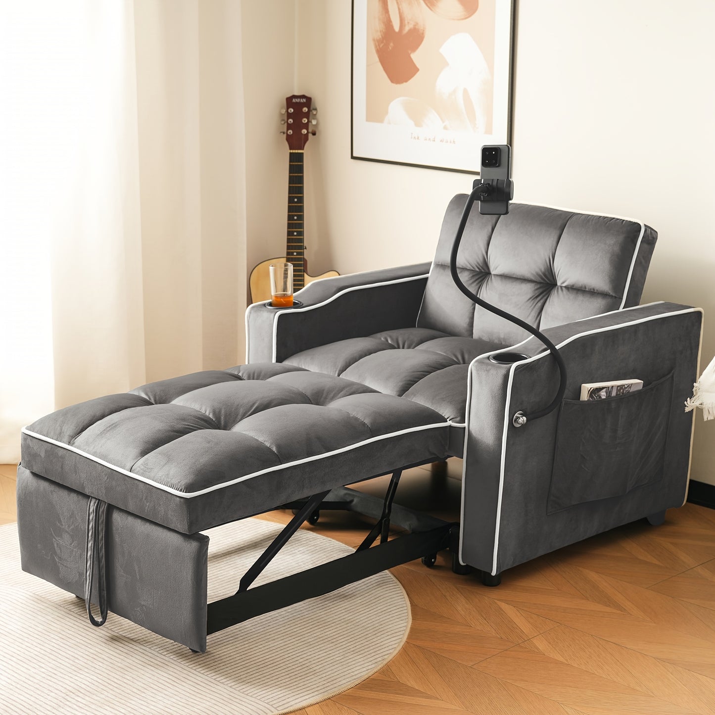Stoelbed – Sofa Bed – Slaapstoel – Fauteuil – Ligstoel – Multifunctioneel 3-in-1 Design – Compact 83x167x76 cm – Stijlvolle Velvet Bekleding