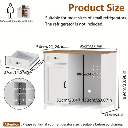 Modern Wit Keukenkastje – Keukenmeubel – Opbergkast – Mini Koelkast Kast – Koffiehoek Kast – Verstelbare Planken – Nis Voor Mini Koelkast 53x52x88 cm