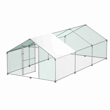 Extra Large Heavy-Duty Chicken Coop & Poultry pen - 3x6x2m Outdoor enclosure with Lockable Doors, Galvanized Steel Frame & PE Roof - Spacious hen house for Chickens, Ducks, Rabbits, Goats - Easy Assembly, Predator-Proof Desig