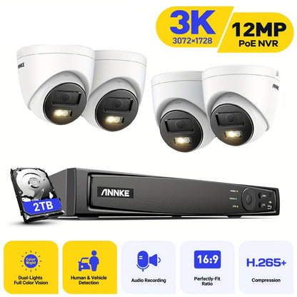 Beveiligingscamera – Camerabewaking – Inbraakbeveiliging – Bewakingscamera – Buitencamera – 4x 3K/5MP Camera’s – Kleurennachtzicht 30m – 2TB HDD & Bekabeld