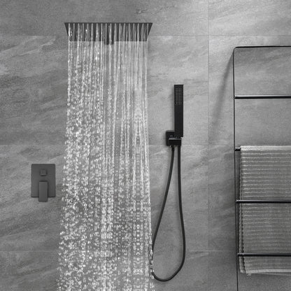 Inbouwdoucheset – Doucheset – Regendouche – Handdouche – Douchearmatuur – Zwart – 40x40 cm Regenkop – Roestvrijstalen Slang 1,5m