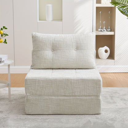 Inklapbare Slaapbank – Bedbank – Logeerbed – Slaapstoel – Zitbed – Chenille Stof – Ruimtebesparend Design – Inclusief Matras en Rugleuning – Grijs