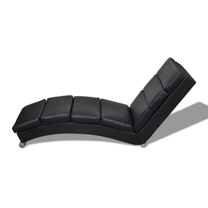 Chaise Longue – Ligstoel – Relaxstoel – Zitzak – Ligbank – Kunstleer Bekleding – Stevig Stalen Frame – Zwart