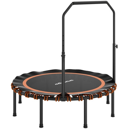 Fitness Trampoline – Springmat – Rebounder – Mini Trampoline – Trainingsapparaat – Instelbare 5-standen Handrail – 32 Bungee Koorden & Stevig Stalen Frame – Compact Opvouwbaar – Zwart