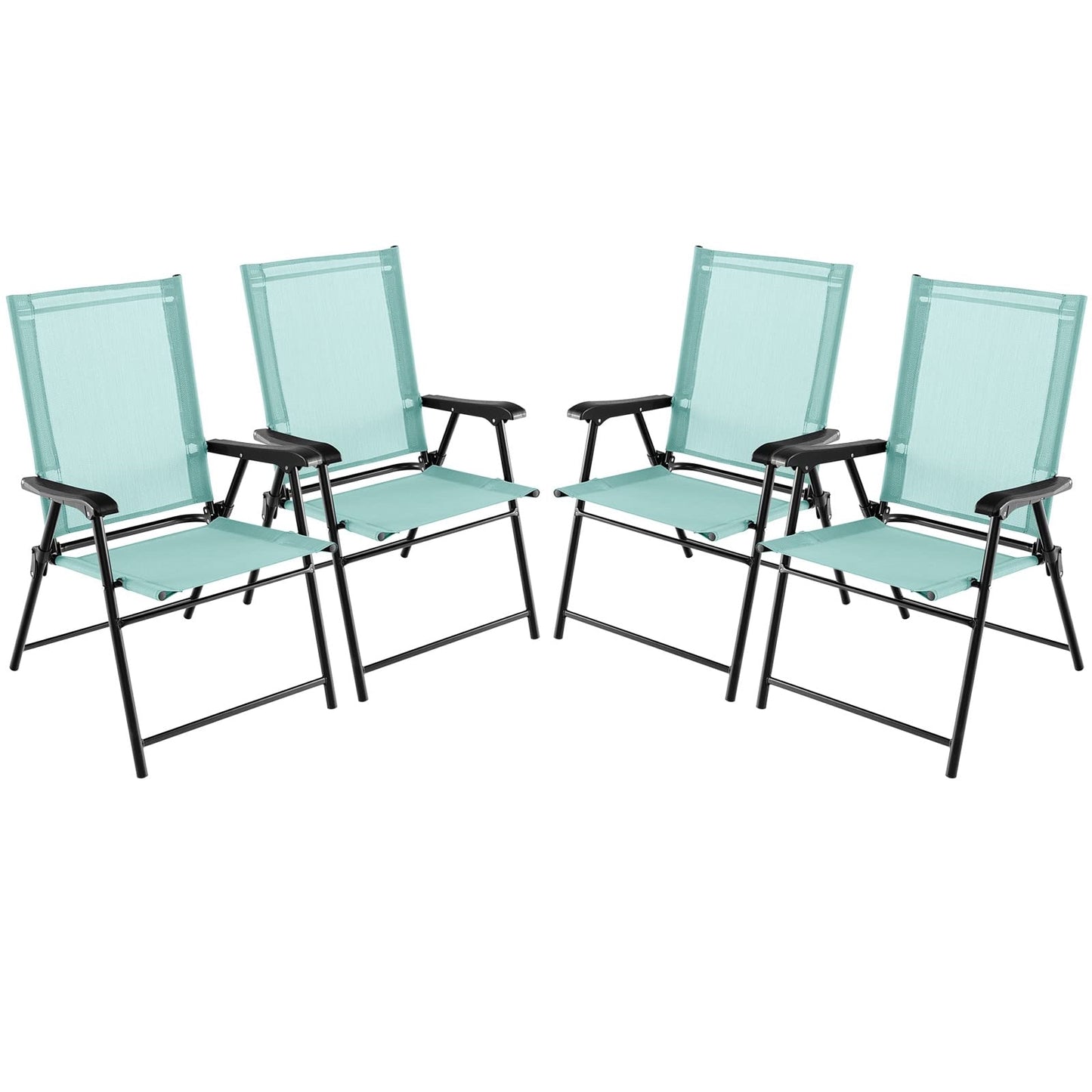 Tuinstoelen – Tuinmeubelen – Balkonstoelen – Inklapbare Stoelen – Terrasstoelen – Mintgroen – Weerbestendig Stof – Stevig Metalen Frame