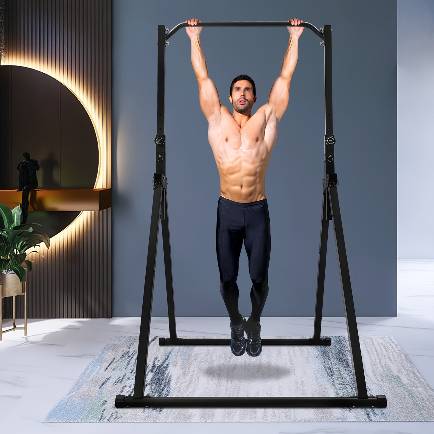 Pull-up Bar – Optrekstang – Klimstok – Fitnessstang – Krachtstation – Verstelbaar 1,75-2,30 m – Robuust Tungsten Staal – Vrijstaand & Inklapbaar – Zwart