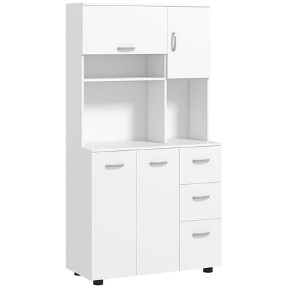 Keukenkast – Keukenkast Met Wielen – Keuken Opbergkast – Keukenkast Wit – Hoge Keukenkast – Compacte Opbergkast 89x39,5x168 cm – Verstelbare Planken & Duurzaam Zonder Elektriciteit
