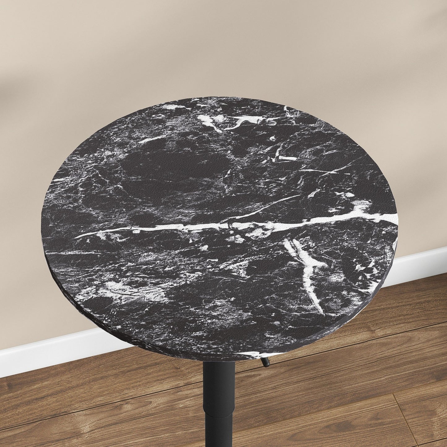 Bartafel – Barkruktafel – Barmeubel – Statafel – Tafel voor Twee Personen – Verstelbare Hoogte 68-93,5 cm – Zwart Marmerlook 60x60 cm