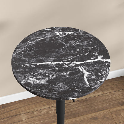Bartafel – Barkruktafel – Barmeubel – Statafel – Tafel voor Twee Personen – Verstelbare Hoogte 68-93,5 cm – Zwart Marmerlook 60x60 cm