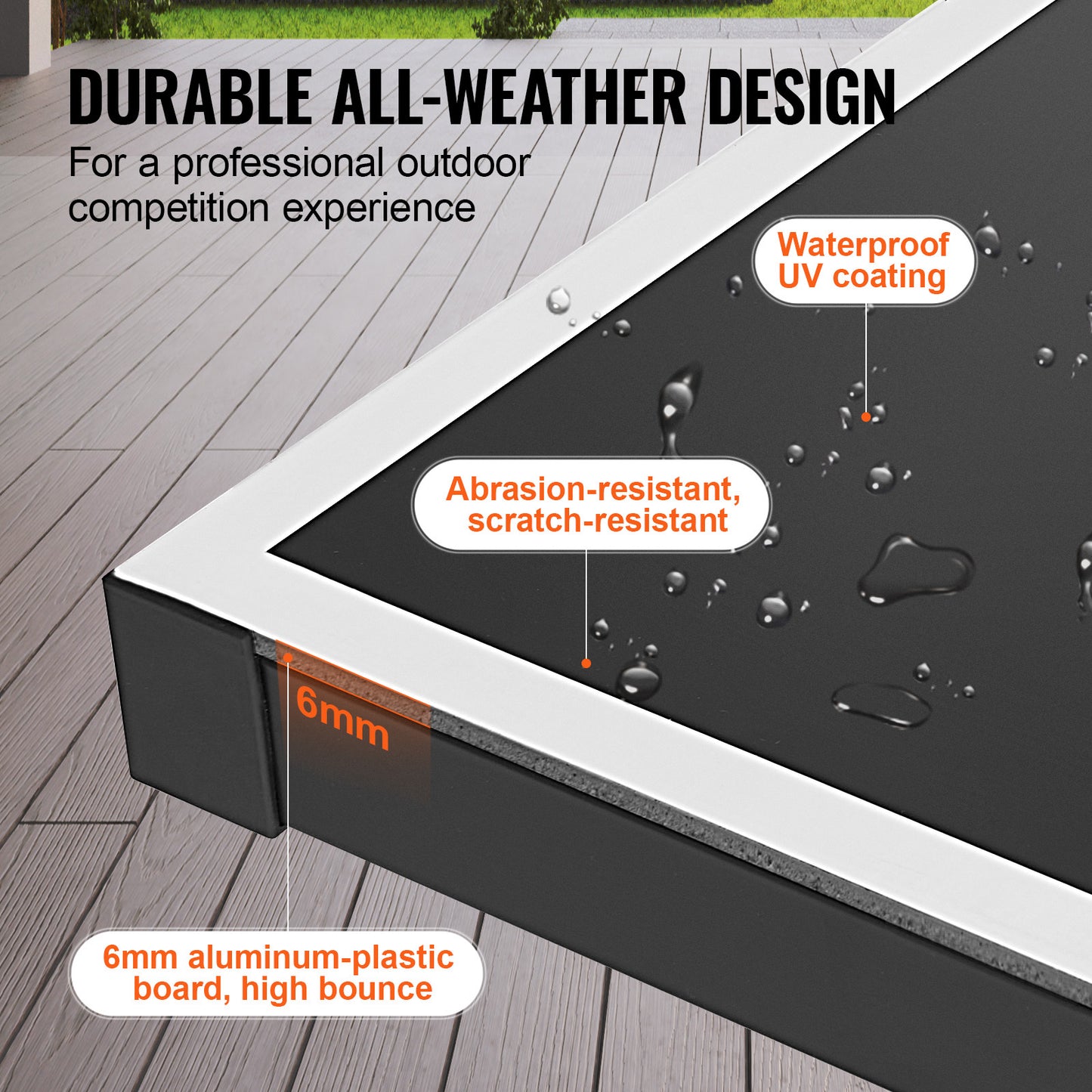 Tafeltennistafel – Pingpongtafel – Tafeltennis Set – Opvouwbare Tafel – 108×60×30 Inch – Weerbestendig Aluminium-Plastic Blad – Vergrendelbare Mobiele Wielen