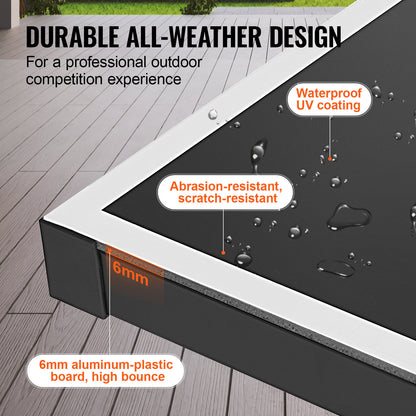 Tafeltennistafel – Pingpongtafel – Tafeltennis Set – Opvouwbare Tafel – 108×60×30 Inch – Weerbestendig Aluminium-Plastic Blad – Vergrendelbare Mobiele Wielen
