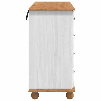 Ladekast – Dressoir – Commode – Opbergkast – Kast – Wit & Naturel Hout – 91x40x79 cm – Vergrendelbare Laden