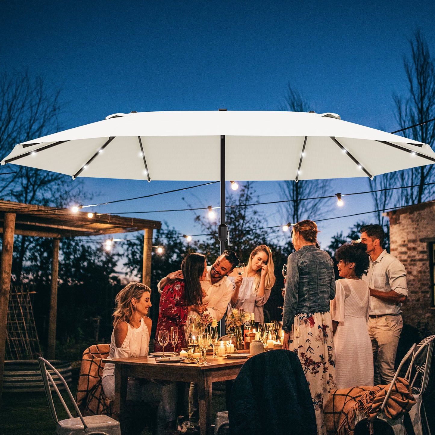 Ovale Zonwering – Schaduwdoek – Terrasdoek – Zonnescherm – Buitenluifel – Crème Kleur – 440 x 256 cm – Weerbestendig Materiaal