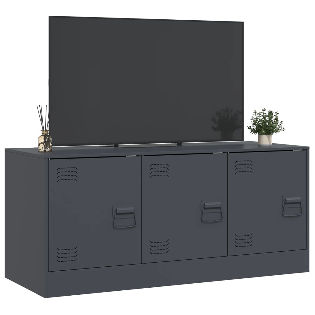 TV Cabinet Anthracite 99x39x44 cm Steel TV Stand Entertainment Center with Storage, Media Television Table for Living Room Bedroom