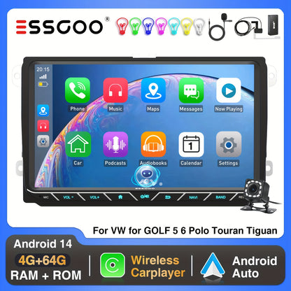 9-inch Autoradio – Dubbele Din Radio – Multimedia Speler – Auto Stereo – Android Autoradio – DAB+ Ontvanger – Achteruitrijcamera 12 LED – Android 14 Systeem met 4GB RAM & 64GB Opslag