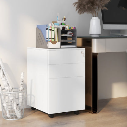 Rollende Ladekast – Mobiele Archiefkast – Verrijdbare Bureaukast – Ladeblok Op Wieltjes – Kantoorkast – Met Slot – Stalen Constructie – Compact 37x43,5x60 cm