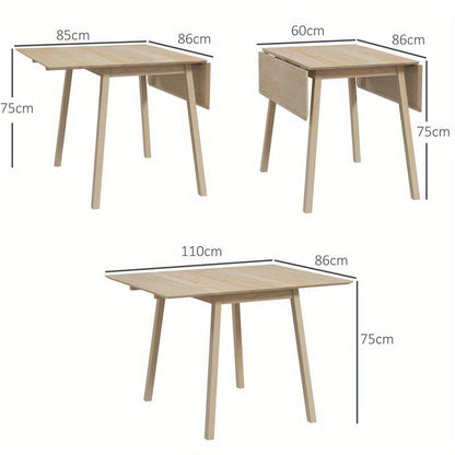 Uitklaptafel – Klaptafel – Vouwtafel – Eettafel – Uitschuiftafel – Ruimtebesparend Design – Massief Houten Blad Met Metaal