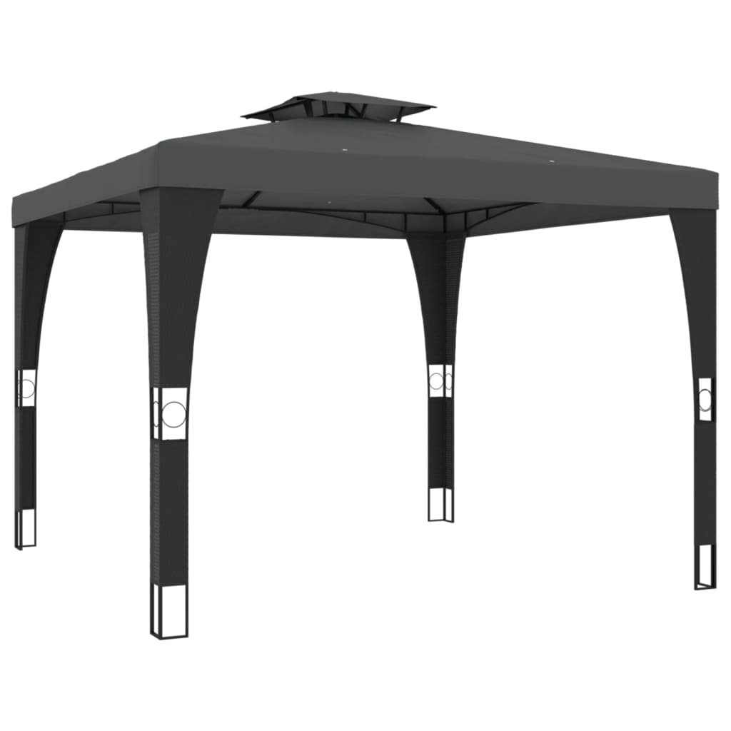 Prieel – Prieël – Partytent – Tuinoverkapping – Tuinkamer – Antraciet 2,98x2,98 m – RVS Frame – Ventilatiedak Met 2 Lagen