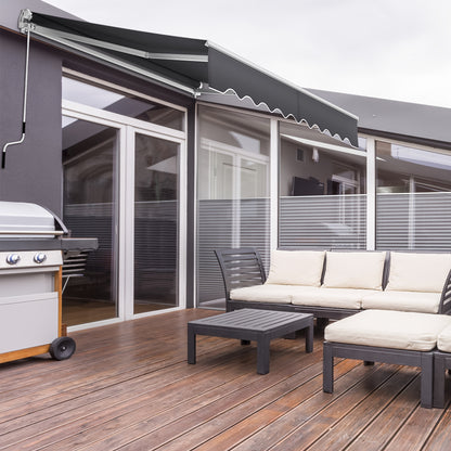 Manual Articulated Arm Awning Awning with Crank, Sun Awning Sun Protection Balcony Awning Patio Awning Clamp Awning for Balcony And Veranda Dark Gray