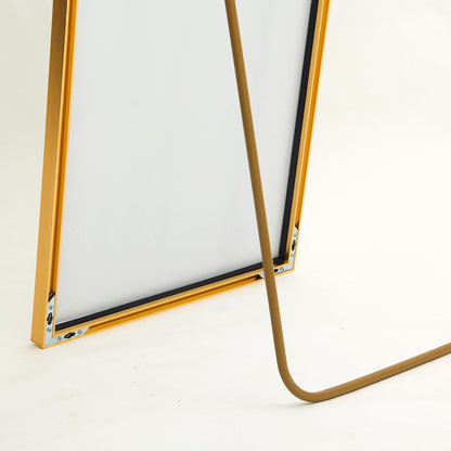 Volspiegel – Vloerspiegel – Wandspiegel – Lengtemeter Spiegel – Rechthoekige Spiegel – Aluminium Frame – 180x80 cm Gouden Afwerking