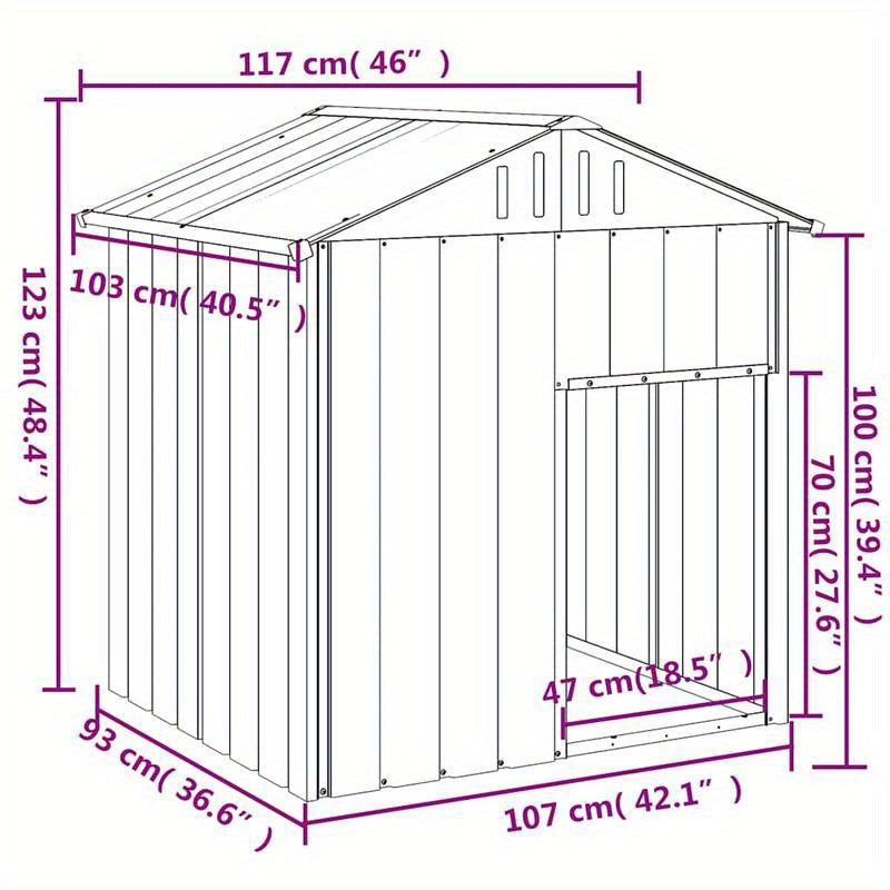 Hondenhok – Hondenhuis – Hondenbench – Hondenhuisje – Hondenkooi – Galvaniseerd Staal – Lichtgrijs Dak – 117x103x123 cm – Weerbestendig – Ruim