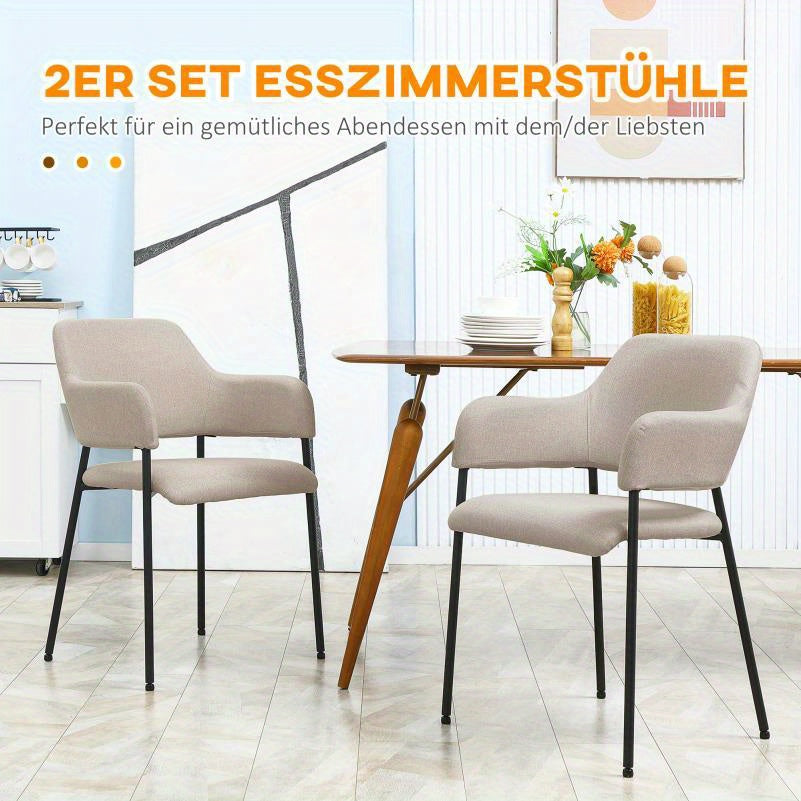 Eetkamerstoel – Stoel – Kuipstoel – Keukenstoel – Woonkamerstoel – Beige Gestoffeerd – Stalen Poten – 54x54x84 cm