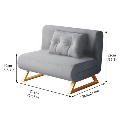 Slaapbank – Sofa Bed – Slaapstoel – Logeerbed – Vouwbed – Verstelbare Rugleuning 90°-180° – Inclusief Comfortabel Kussen – Licht Beige Stof Met Metalen Poten
