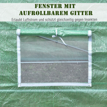 Kweekkas – Tuinkas – Broeikas – Tunnelkas – Kas met Raam – Groot 595x300x200 cm – Gepoedercoat Stalen Frame – Waterafstotende PE-Folie