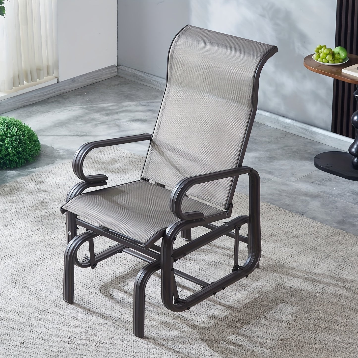 Schommelstoel – Relaxstoel – Fauteuil – Voedingsstoel – Loungestoel – Inklapbaar – Ademend Mesh – Stevig Frame – Grijs Zwart