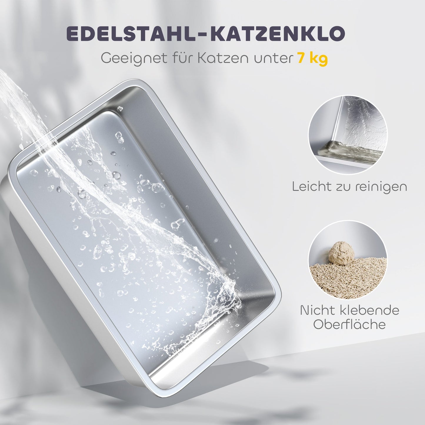 Kattenbak – Kattenbak Met Deksel – Kattenbak Met Schepje – Overdekte Kattenbak – RVS Kattenbak – Wit – Dubbele Toegang – Roestvrij Staal