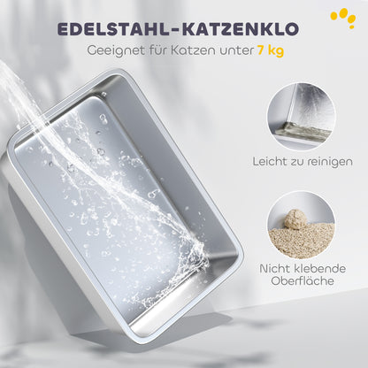 Kattenbak – Kattenbak Met Deksel – Katten Toilet – Kattenbak Met Schep – Gesloten Kattenbak – Roestvrijstalen Bak – Geurneutralisator – Voor Katten Tot 7 Kg