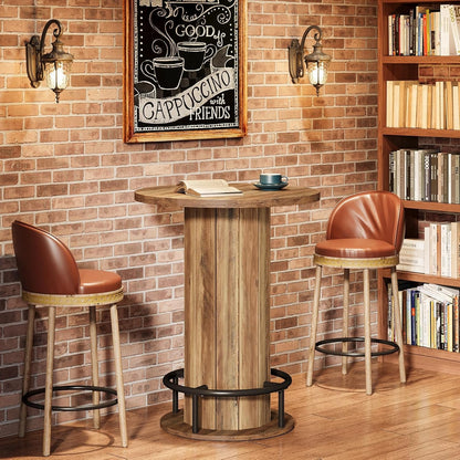 Ronde Eettafel – Eetkamer Tafel – Keukentafel – Bistrotafel – Eettafel Rond – 100 cm Diameter – Robuust Geperst Hout Met Voetensteun